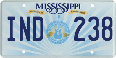 MS license plate IND238