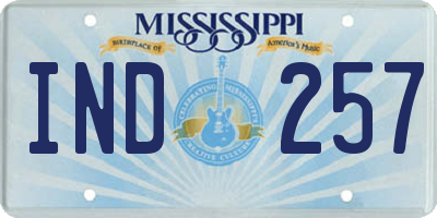 MS license plate IND257