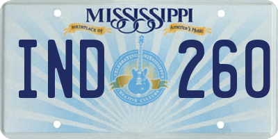 MS license plate IND260