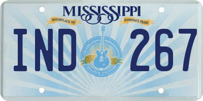 MS license plate IND267