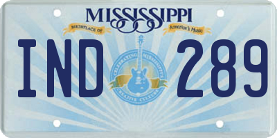 MS license plate IND289