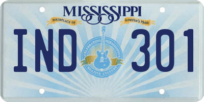 MS license plate IND301