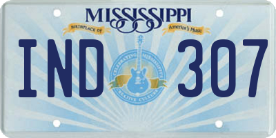 MS license plate IND307