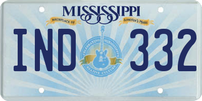 MS license plate IND332