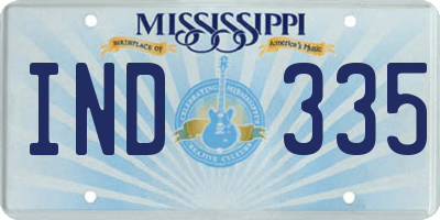 MS license plate IND335