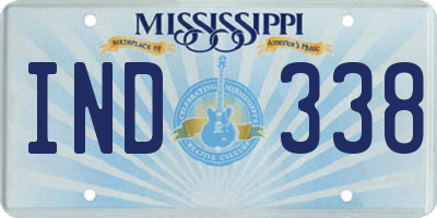 MS license plate IND338