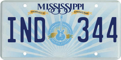 MS license plate IND344
