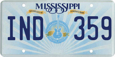 MS license plate IND359