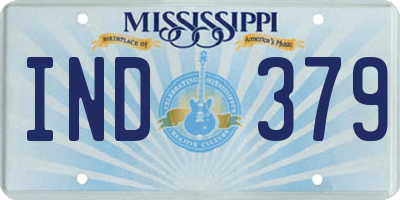 MS license plate IND379