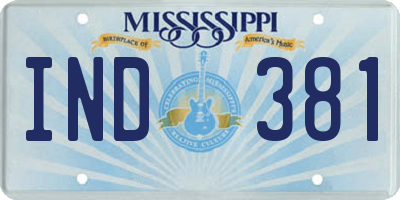 MS license plate IND381