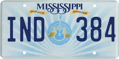 MS license plate IND384