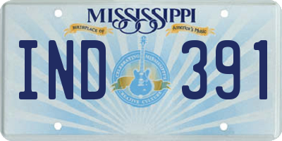 MS license plate IND391
