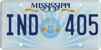 MS license plate IND405