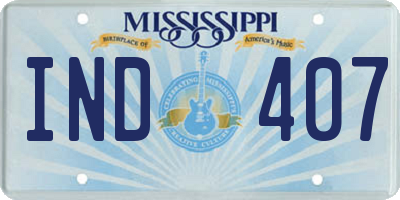 MS license plate IND407