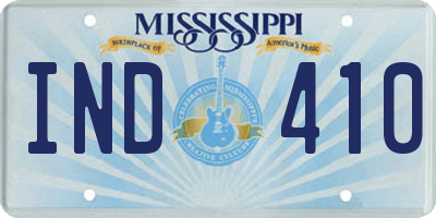MS license plate IND410