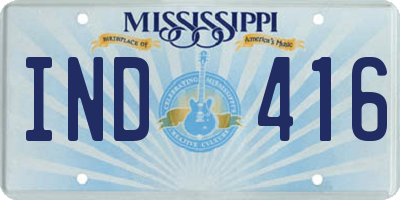 MS license plate IND416