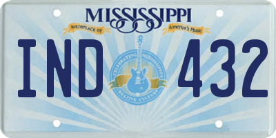 MS license plate IND432