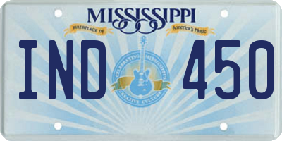 MS license plate IND450