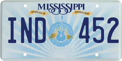 MS license plate IND452