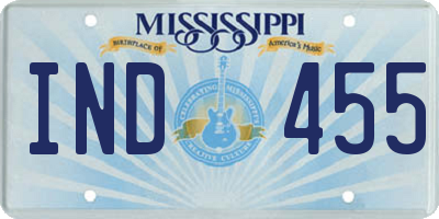 MS license plate IND455
