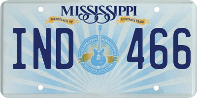 MS license plate IND466