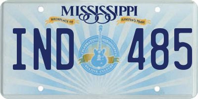 MS license plate IND485