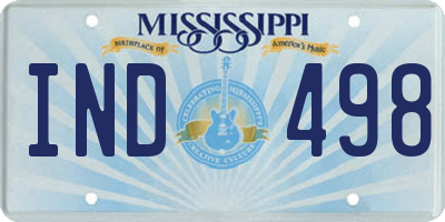 MS license plate IND498