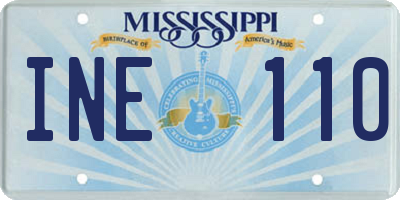 MS license plate INE110