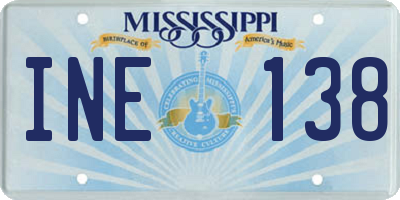 MS license plate INE138