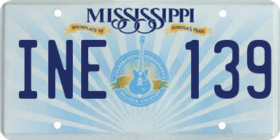 MS license plate INE139