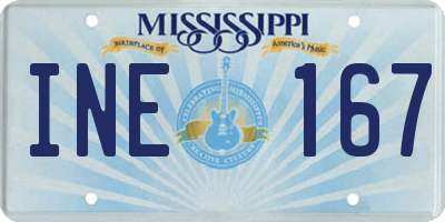 MS license plate INE167