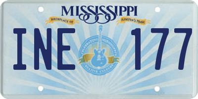 MS license plate INE177