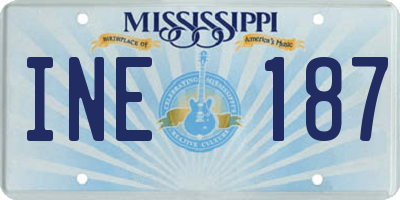 MS license plate INE187