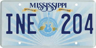MS license plate INE204