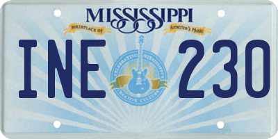 MS license plate INE230