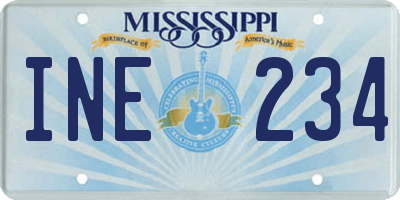 MS license plate INE234
