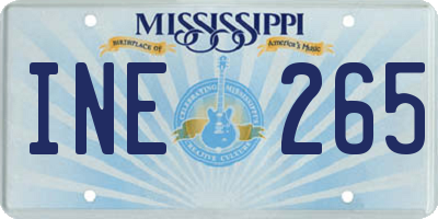 MS license plate INE265