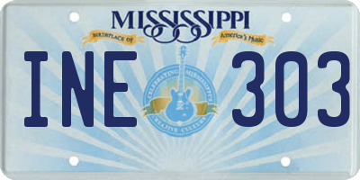 MS license plate INE303