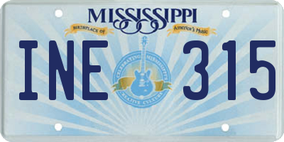 MS license plate INE315