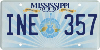 MS license plate INE357