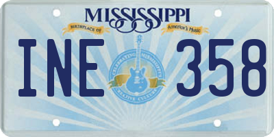 MS license plate INE358