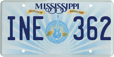 MS license plate INE362