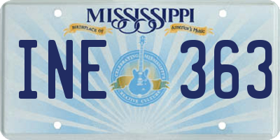 MS license plate INE363