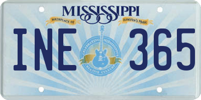 MS license plate INE365