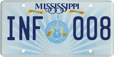 MS license plate INF008
