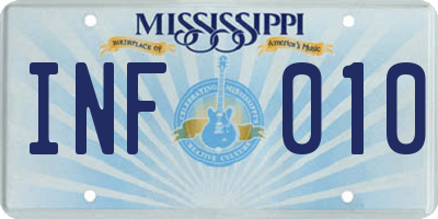 MS license plate INF010
