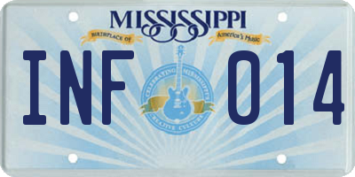 MS license plate INF014