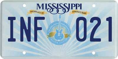 MS license plate INF021