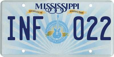 MS license plate INF022