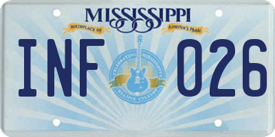 MS license plate INF026